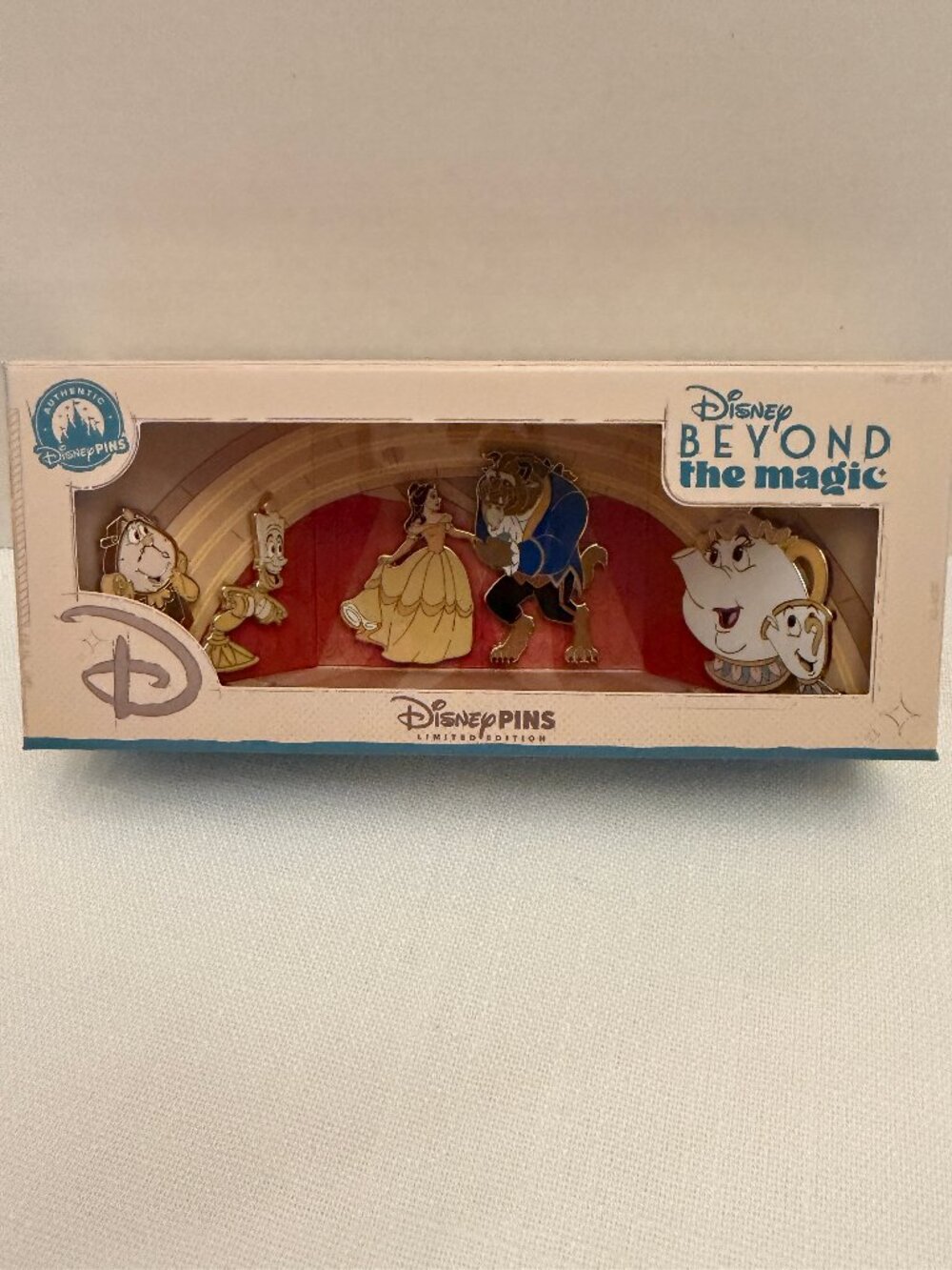 2026 D23 Disney Marketplace Beyond the Magic Beauty And The Beast Pin Set LE 400